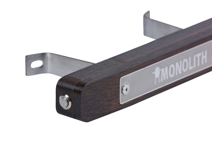 Monolith Avantgarde LED grill handle with wood finish and metal mounting brackets