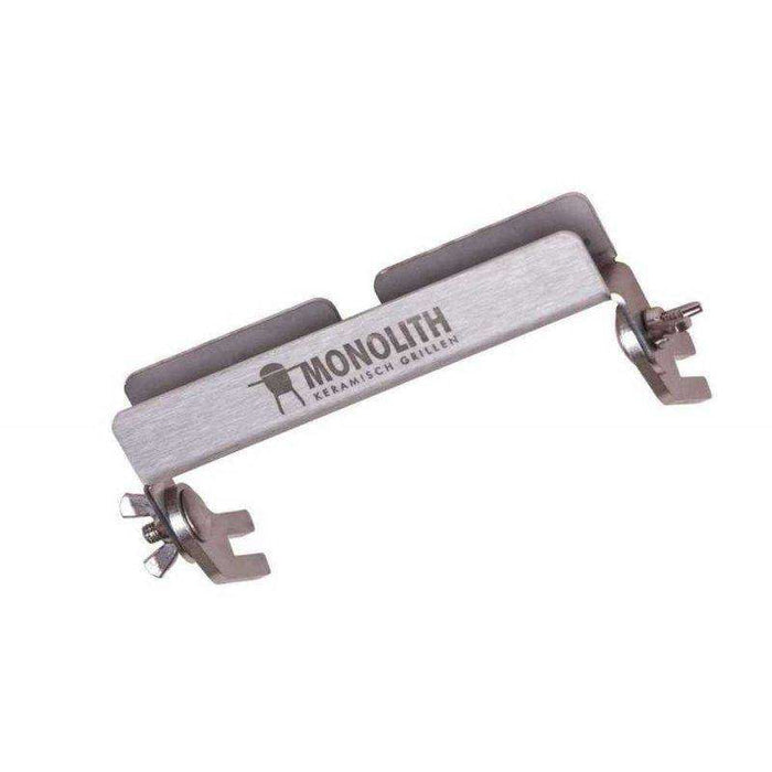 Stainless steel mounting bracket for Monolith Fish Plank - Beech, compatible with ceramic grills and dishwasher safe.