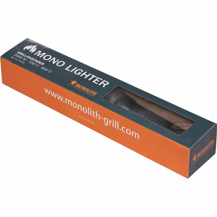 Mono lighter box with orange and black packaging and lighter