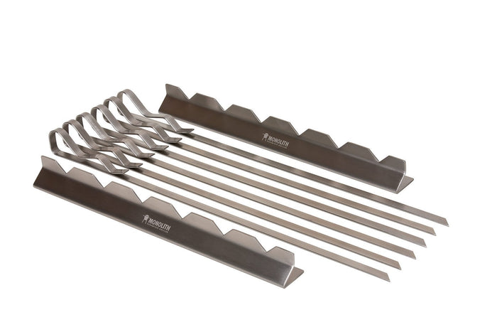 Monolith BBQ Kebab Skewers and Rack Set - bbq accessories, kebab, skewer. Monolith by FireFly Barbecue