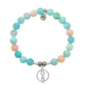 Multi Amazonite Stone Bracelet with Connection Sterling Silver Charm