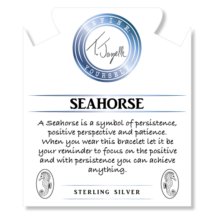 Multi Amazonite Stone Bracelet with Seahorse Silver Charm