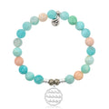 Multi Amazonite Stone Bracelet with Waves of Life Silver Charm