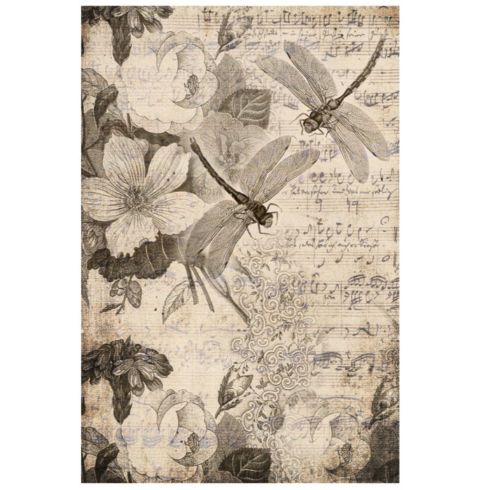 Roycycled Treasures Musical Dragon Flies Decoupage Paper - 20" x 30"
