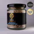 Oak Smoked Greek Pyramid Salt jar with black lid