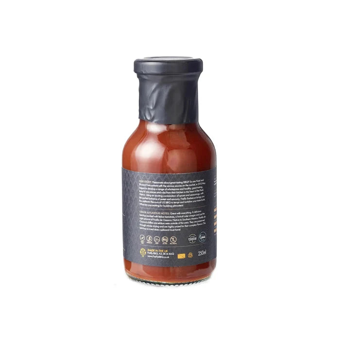 Back view of Oaxaca Chilli Ketchup bottle with detailed label