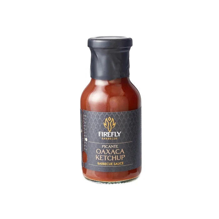 Barbecue sauce bottle with black cap and label