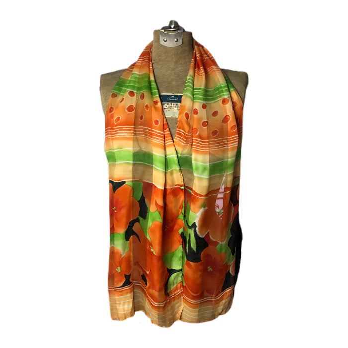 Orange Floral Long Unbranded Scarf