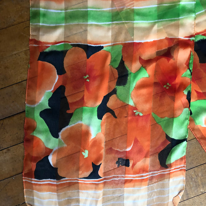 Orange Floral Long Unbranded Scarf