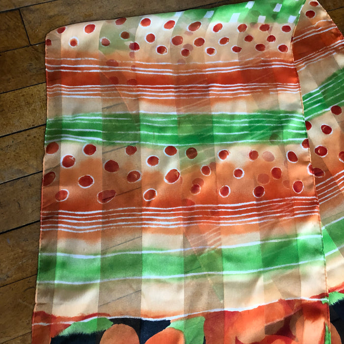 Orange Floral Long Unbranded Scarf