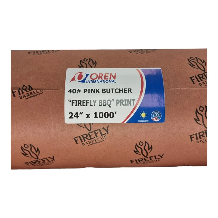 Pink butcher paper packaging for BBQ