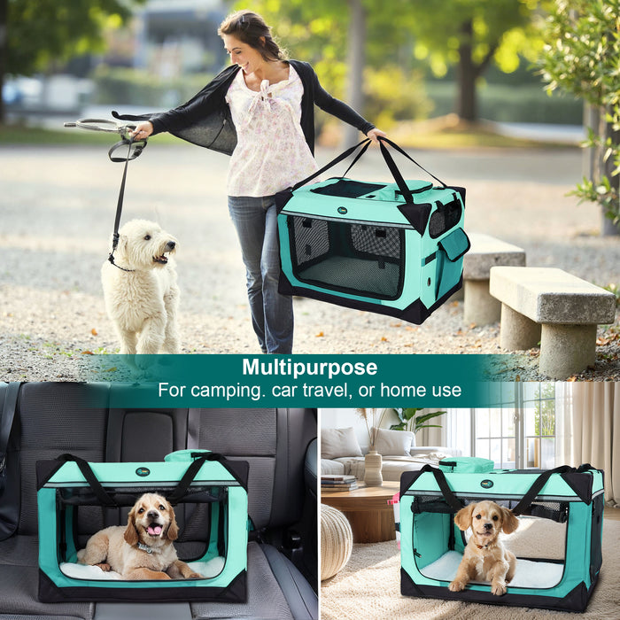 Ownpets 24 inch Collapsible Cat Carrier, Portable Pet Carrier with Soft Matfor 2 Cats Small Dogs