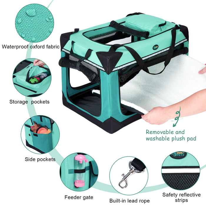 Ownpets 24 inch Collapsible Cat Carrier, Portable Pet Carrier with Soft Matfor 2 Cats Small Dogs