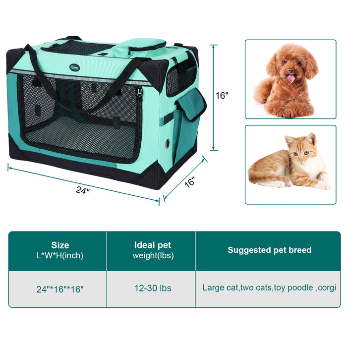Ownpets 24 inch Collapsible Cat Carrier, Portable Pet Carrier with Soft Matfor 2 Cats Small Dogs