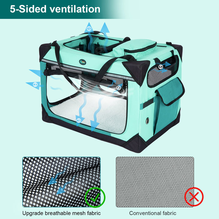 Ownpets 24 inch Collapsible Cat Carrier, Portable Pet Carrier with Soft Matfor 2 Cats Small Dogs