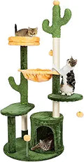 Ownpets 52” Tall Cactus Cat Tree Large Multi-Level Cute Cat Tower with Padded Top Perch for Indoor Cats