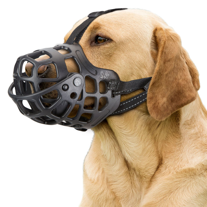 Ownpets Dog Muzzle, Adjustable Dog Basket Muzzle with Movable Cover for Large Aggressive Dogs Size XL