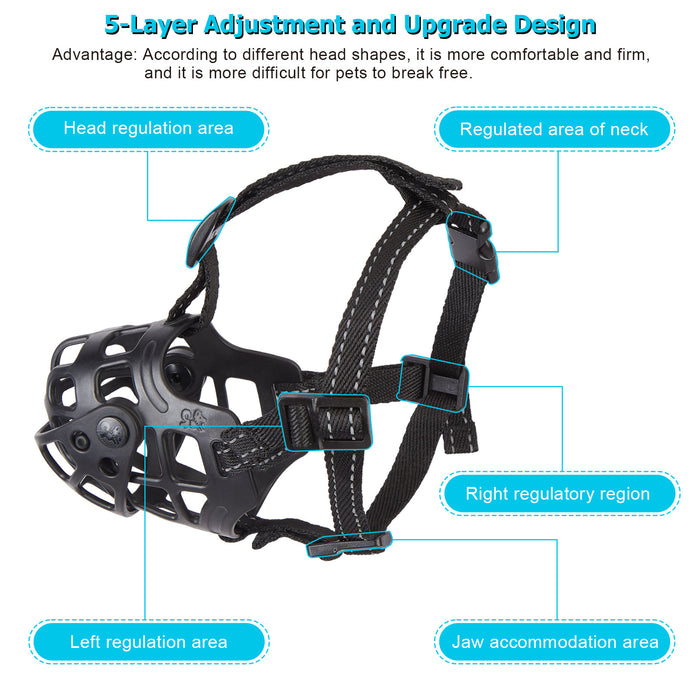 Ownpets Dog Muzzle, Adjustable Dog Basket Muzzle with Movable Cover for Large Aggressive Dogs Size XL