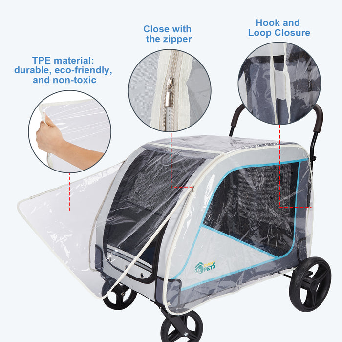 Ownpets Dog Stroller Rain Cover, Waterproof Transparent EVA