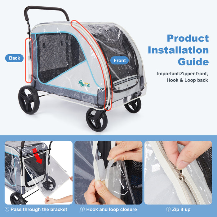 Ownpets Dog Stroller Rain Cover, Waterproof Transparent EVA