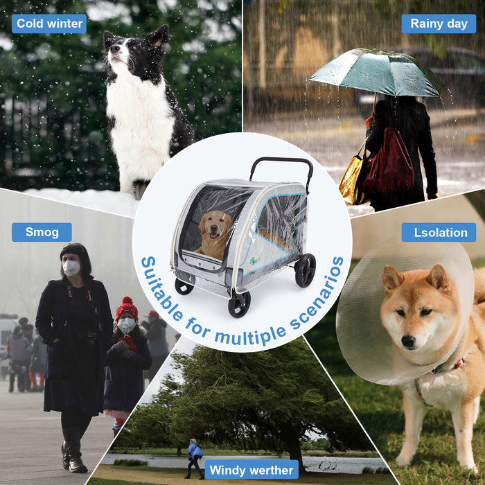 Ownpets Dog Stroller Rain Cover, Waterproof Transparent EVA