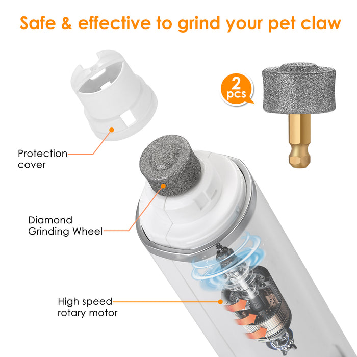 OWNPETS Pet Nail Grinder Trimmer Dog Cat Rechargeable Electric Clipper Tool Kit