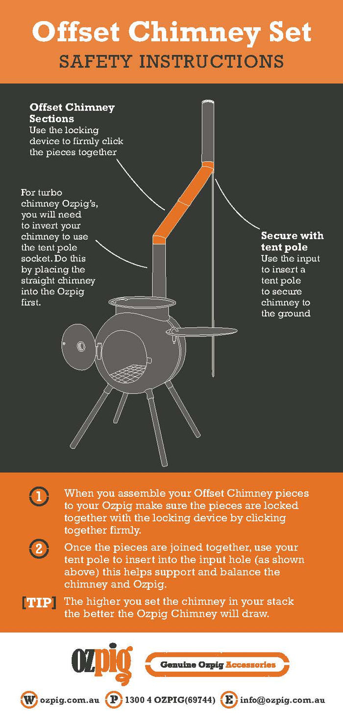 Ozpig Double Offset Chimney Pieces (2 Pieces) - camp cooking, camp fire, camp fire cooking. Ozpig by FireFly Barbecue