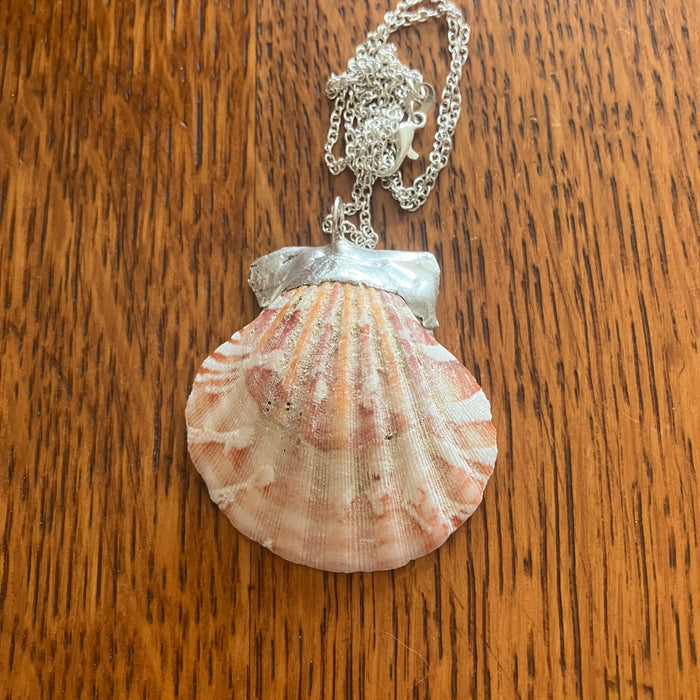 Pacific Pink Scallop Shell Pendant | Handcrafted Artisan Necklace