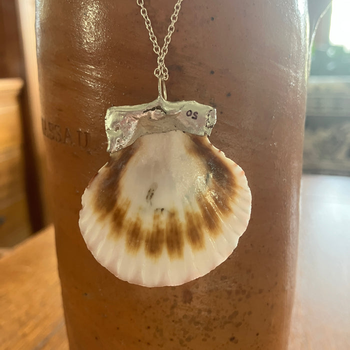 Pacific Pink Scallop Shell Pendant | Handcrafted Artisan Necklace