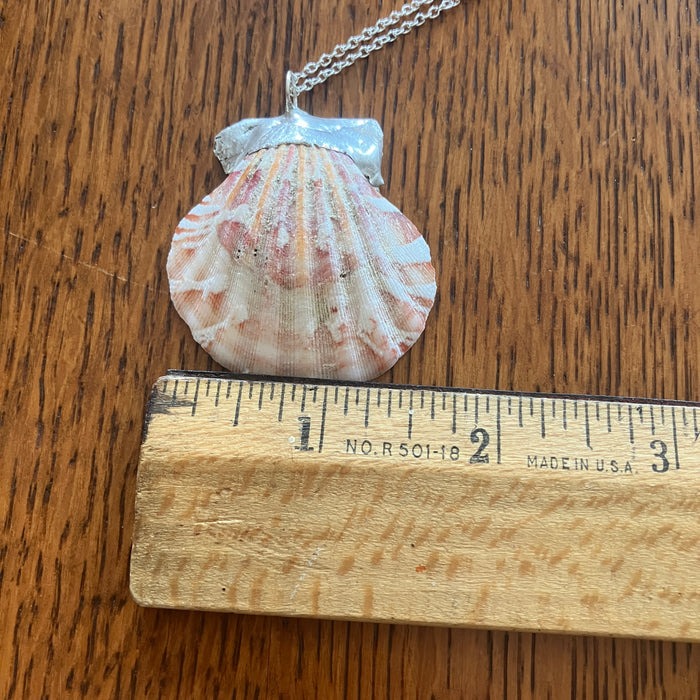 Pacific Pink Scallop Shell Pendant | Handcrafted Artisan Necklace