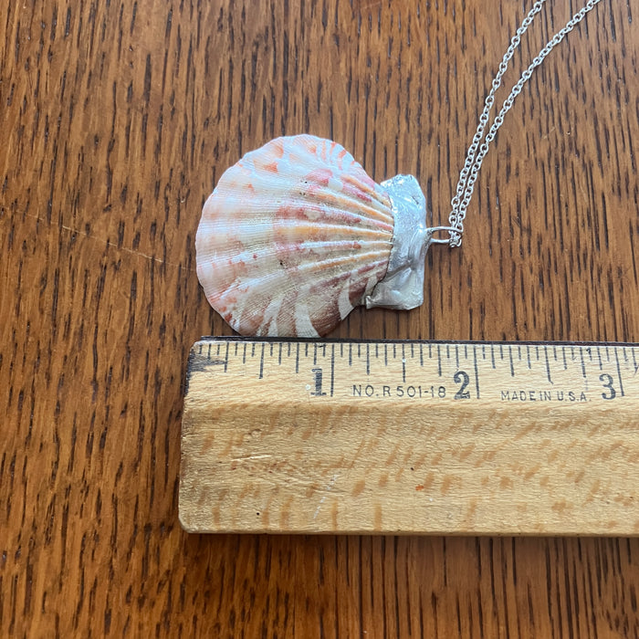 Pacific Pink Scallop Shell Pendant | Handcrafted Artisan Necklace