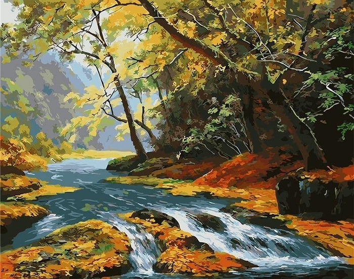 paint by numbers kit Maple Leaf River - Custom paint by number