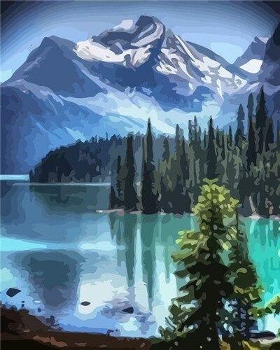 paint by numbers kit Mount Moran Lake - Custom paint by number