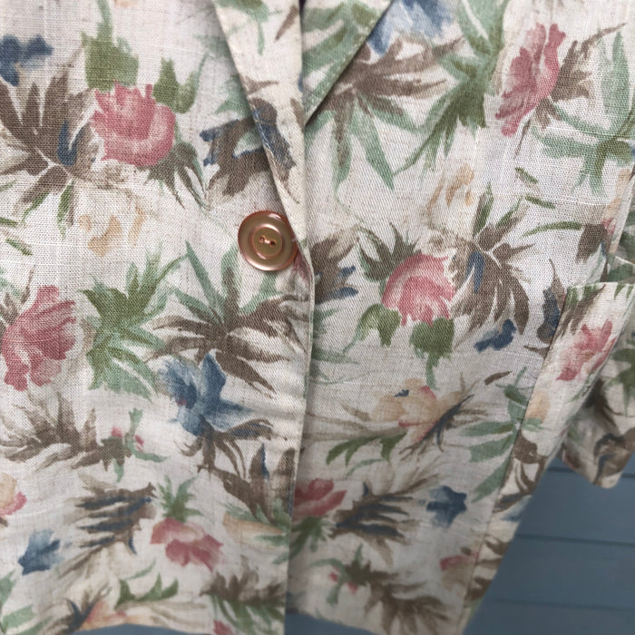 Pastel Floral Blazer Made in USA Copy Cats Brand Size Large
