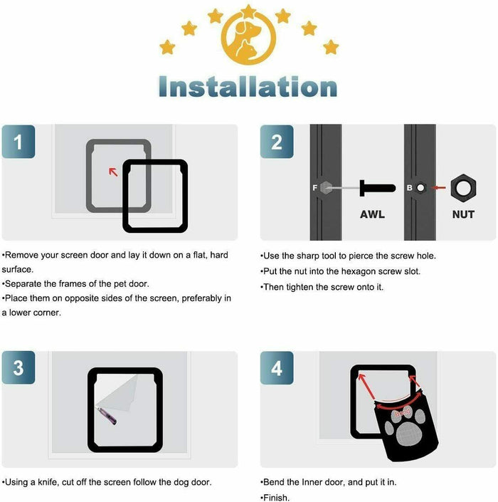 Pet Dog Cat Small Screen Locking Flap Door Magnetic Automatic Slide Protector
