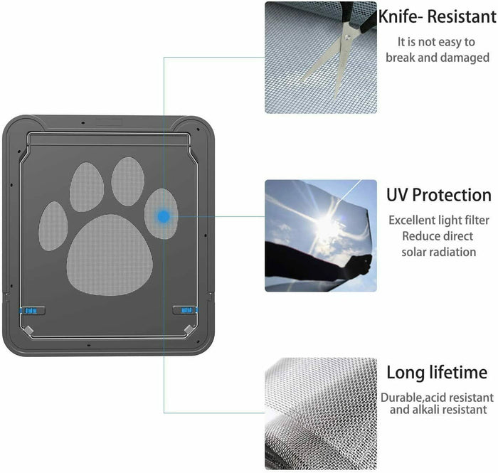 Pet Dog Cat Small Screen Locking Flap Door Magnetic Automatic Slide Protector