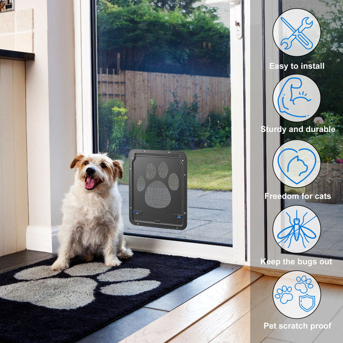 Pet Dog Cat Small Screen Locking Flap Door Magnetic Automatic Slide Protector