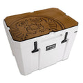 Petromax Cool Box with Dragon Design, brown wood finish, outdoor storage