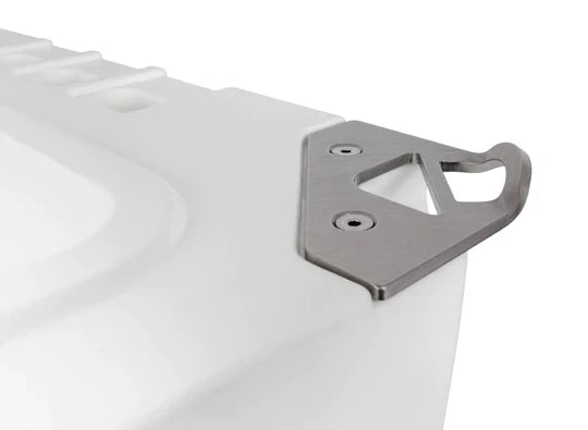 Stainless steel locking plate with bottle opener for cool box