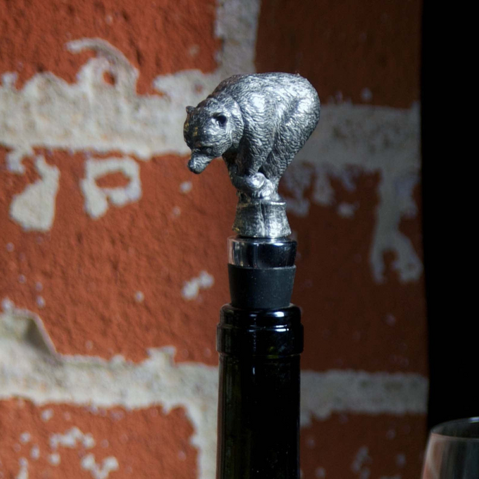 Pewter Bear Bottle Stopper
