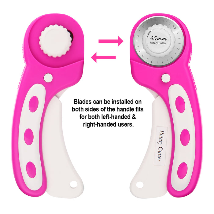 Pink 45mm Rotary Cutter +7 Replacement Blades Safety Lock Precise Cutting Sewing