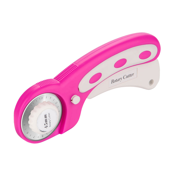 Pink 45mm Rotary Cutter +7 Replacement Blades Safety Lock Precise Cutting Sewing