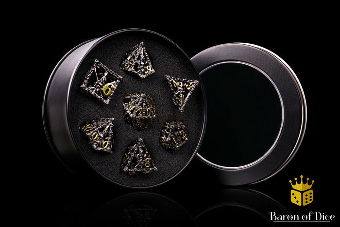 Pirate Skull Metal RPG Dice Set - 7 Pieces