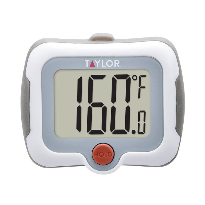 Taylor pivoting display thermometer close up with large digits reading 100.0 F