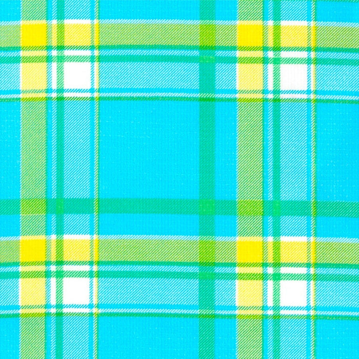 freckled sage plaid light blue and yellow oilcloth swatch