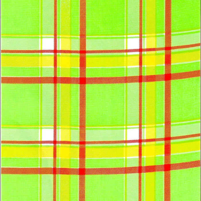 freckled sage plaid lime green and orange oilcloth swatch