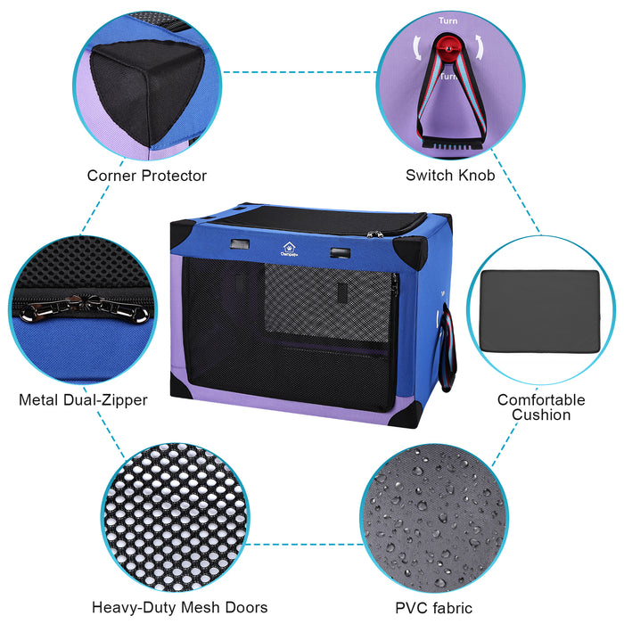Portable Dog Crate Collapsible Soft Pet Travel Kennel with Strong Steel Frame 32"x 23" x 23"