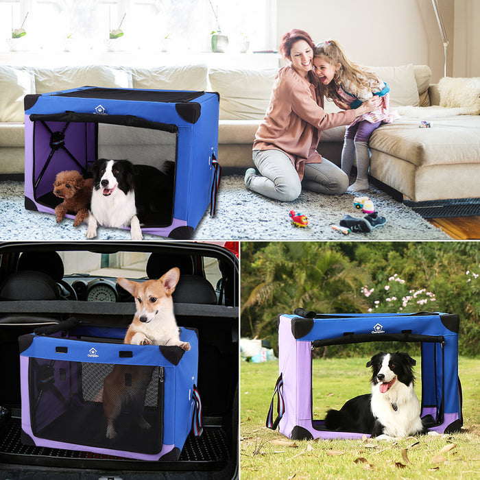 Portable Dog Crate Collapsible Soft Pet Travel Kennel with Strong Steel Frame 32"x 23" x 23"