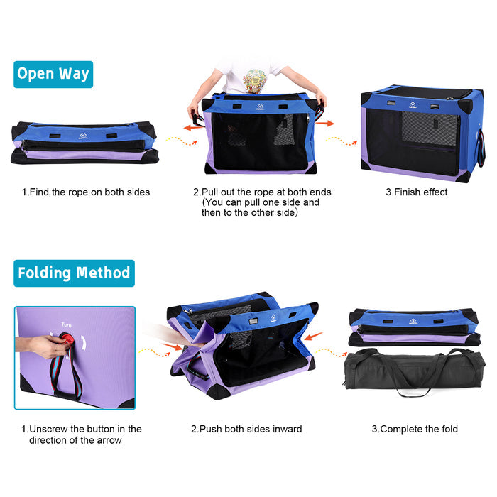 Portable Dog Crate Collapsible Soft Pet Travel Kennel with Strong Steel Frame 32"x 23" x 23"