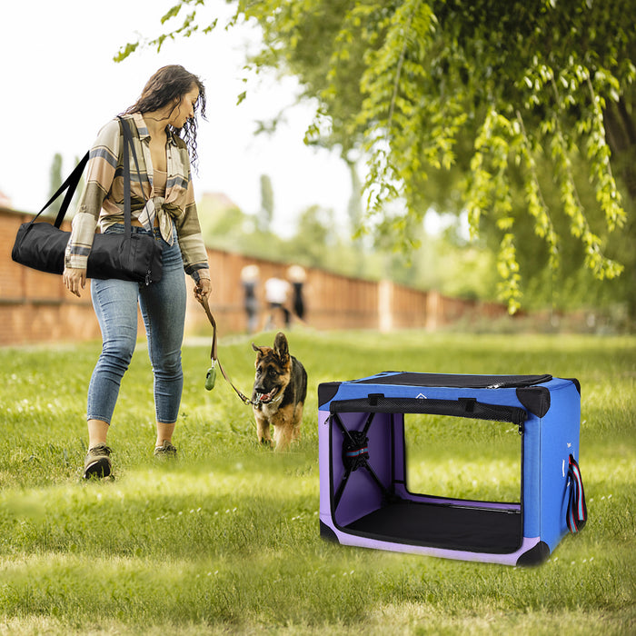 Portable Dog Crate Collapsible Soft Pet Travel Kennel with Strong Steel Frame 32"x 23" x 23"